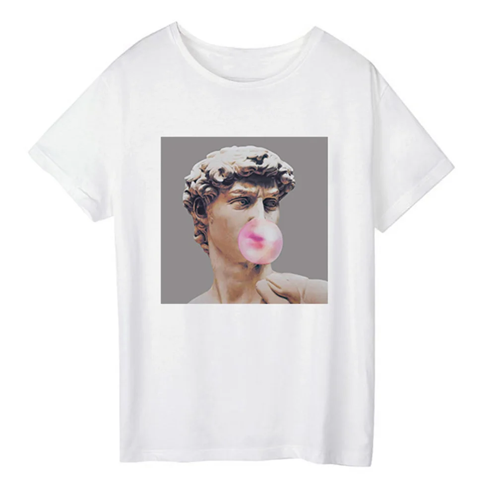 David Michelangelo Summer Short Sleeve Printed statue Bubble gum chewing gum print Fun Harajuku tshirt Plus size new T-shirt
David Michelangelo Summer Short Sleeve Printed statue Bubble gum chewing gum print Fun Harajuku tshirt Plus size new T-shirt