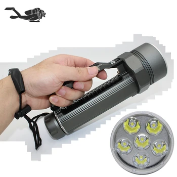 Diving torch 6 x XM-L2 U2 stepless dimming 6000 Lumens diving flashlight underwater spearfishing light 26650 lamp
Diving torch 6 x XM-L2 U2 stepless dimming 6000 Lumens diving flashlight underwater spearfishing light 26650 lamp