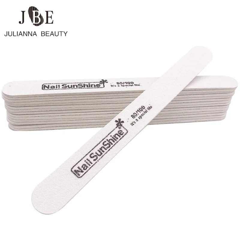 

10pcs Wooden Nail File 80/100 White Strong Thick Professional Nail Buffer Sandpaper Buffing Sanding Files Straight lime a ongle