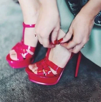 Hot Selling Pink Black Blue Patent Leather T-Strap Sandal Peep Toe Cut-out 14cm High Platform Ladies Dress Shoes Gladiator Pump
Hot Selling Pink Black Blue Patent Leather T-Strap Sandal Peep Toe Cut-out 14cm High Platform Ladies Dress Shoes Gladiator Pump