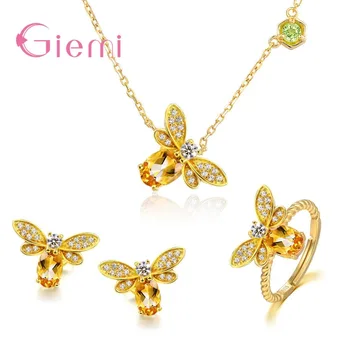 Latest Fashion Women Bee Necklace Earrings Bracelets Jewelry Sets Cubic Zircon Gold Color Big Promotion Anniversary Wedding
Latest Fashion Women Bee Necklace Earrings Bracelets Jewelry Sets Cubic Zircon Gold Color Big Promotion Anniversary Wedding