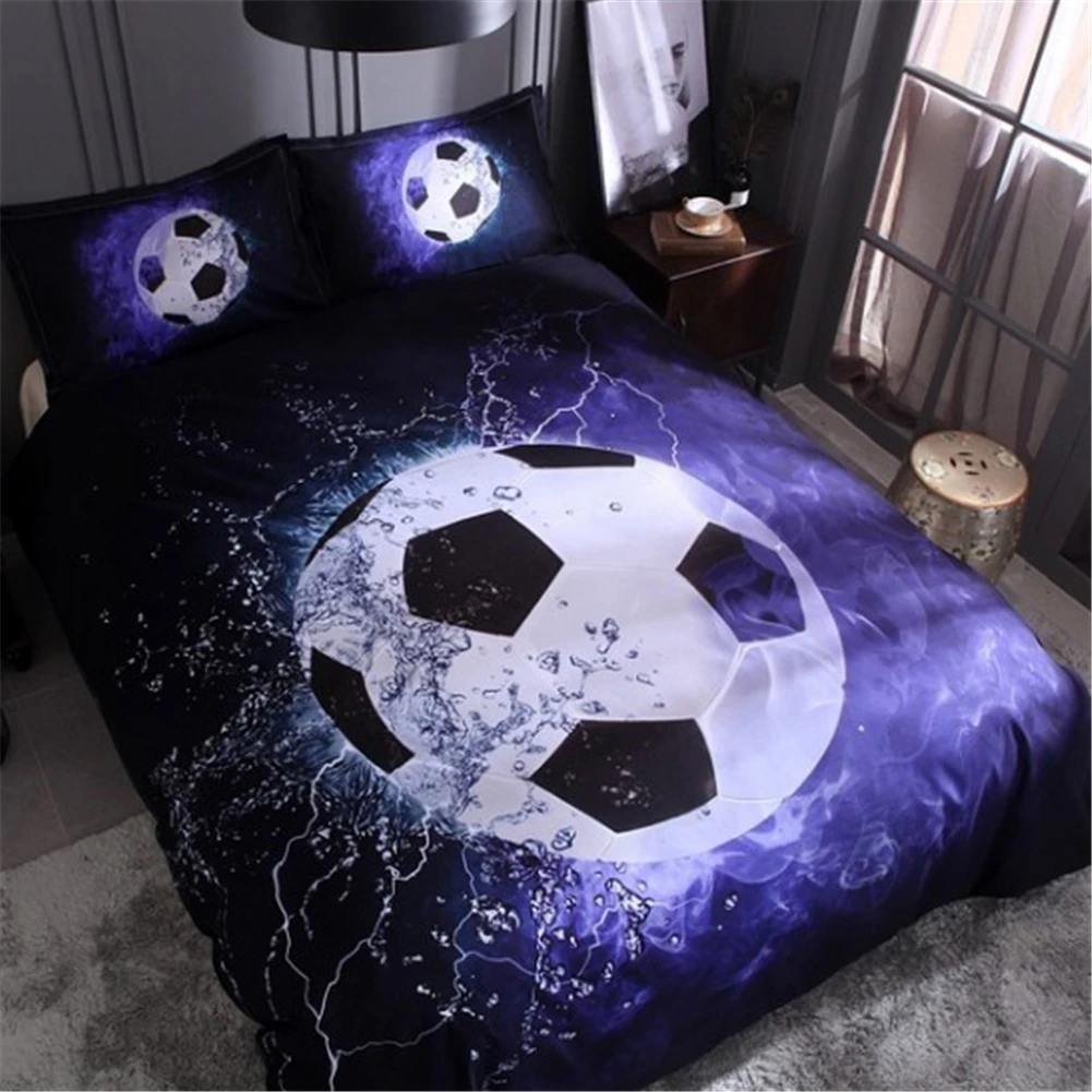 2 150 200cm Soccer Duvet Cover Set 3d Football Printed Bedding Set