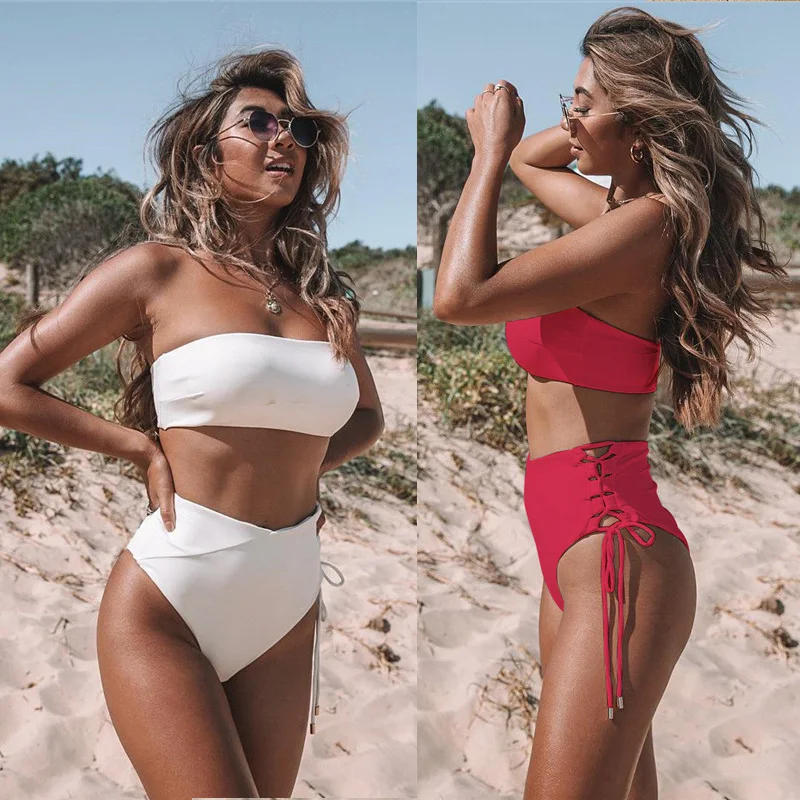 Solid Bikini Swimsuit Women Beachwear Set 2019 High Waist Bandage Sexy Off Shoulder Swimming Bathing Suit Female Mujer Biquini
Solid Bikini Swimsuit Women Beachwear Set 2019 High Waist Bandage Sexy Off Shoulder Swimming Bathing Suit Female Mujer Biquini