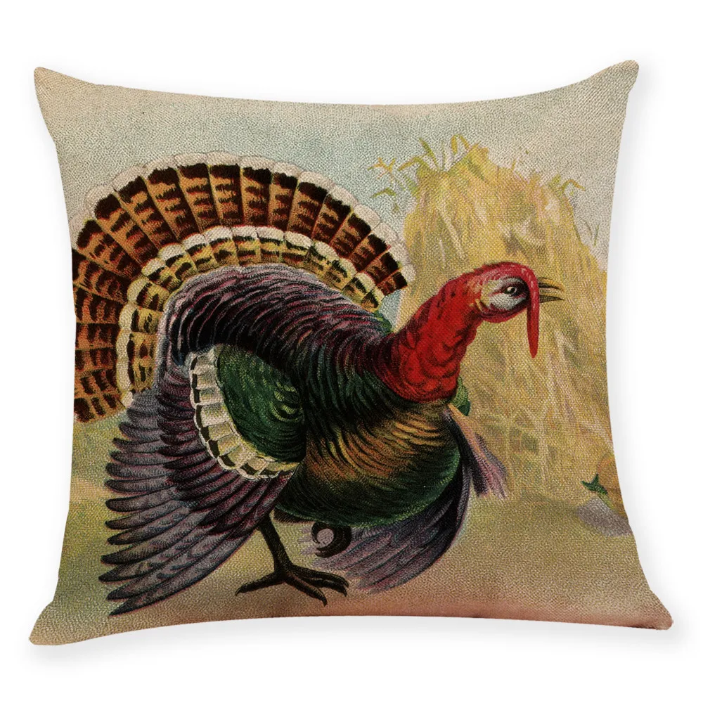 

2019 Turkey Pattern Throw Pillow Case Thanksgiving Theme Decorative Pillows Cover For Sofa Seat Cushion Cover 45x45cm Home Decor