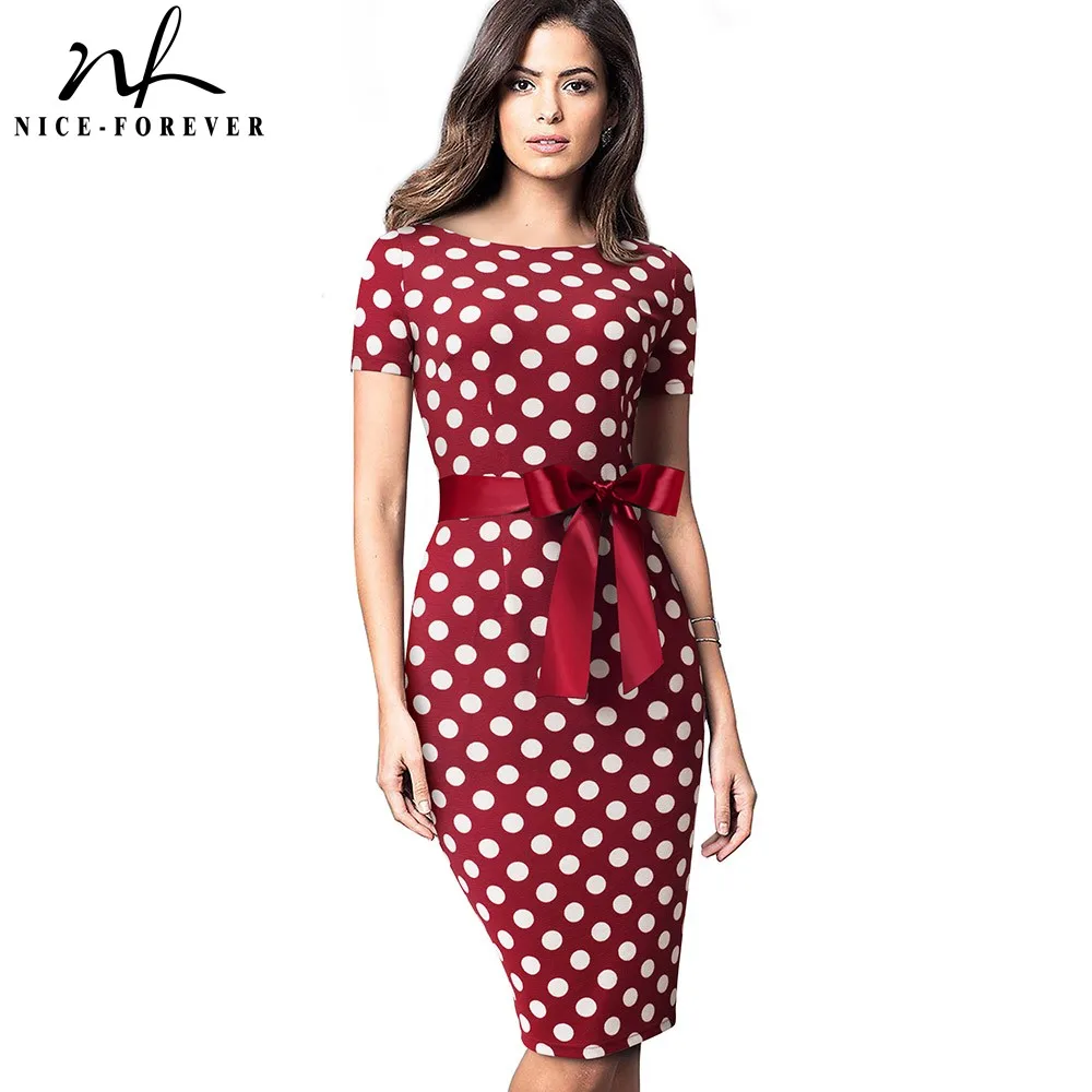 Nice-Forever Vintage Elegant Retro Polka Dots with Stripes vestidos Business Party Bodycon Sheath Women Female Dress B536
Nice-Forever Vintage Elegant Retro Polka Dots with Stripes vestidos Business Party Bodycon Sheath Women Female Dress B536