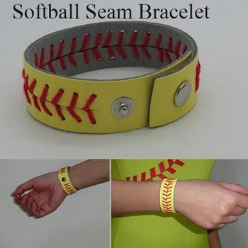 Softball Leather Bracelet Yellow Fast Pitch Jewelry Team School Sports Bat Glove 
Softball Leather Bracelet Yellow Fast Pitch Jewelry Team School Sports Bat Glove