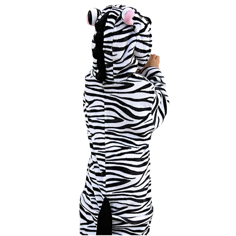 Fantastic Zebra Children Onesies Kigurumi Cartoon Soft Flannel Pajamas Baby One piece Sleepwear Cosplay For Halloween Jumpsuit