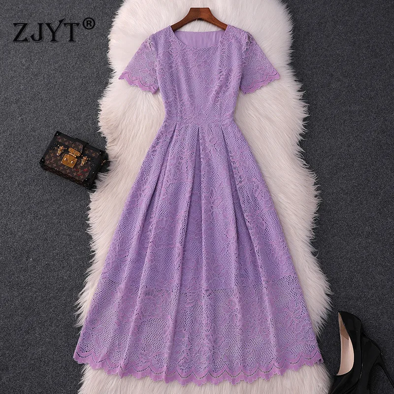 Fashion Women Summer Dress Short Sleeve 2019 New Designer Elegant Hollow Out Floral Mid Calf Lace Dresses Party robe femme
Fashion Women Summer Dress Short Sleeve 2019 New Designer Elegant Hollow Out Floral Mid Calf Lace Dresses Party robe femme