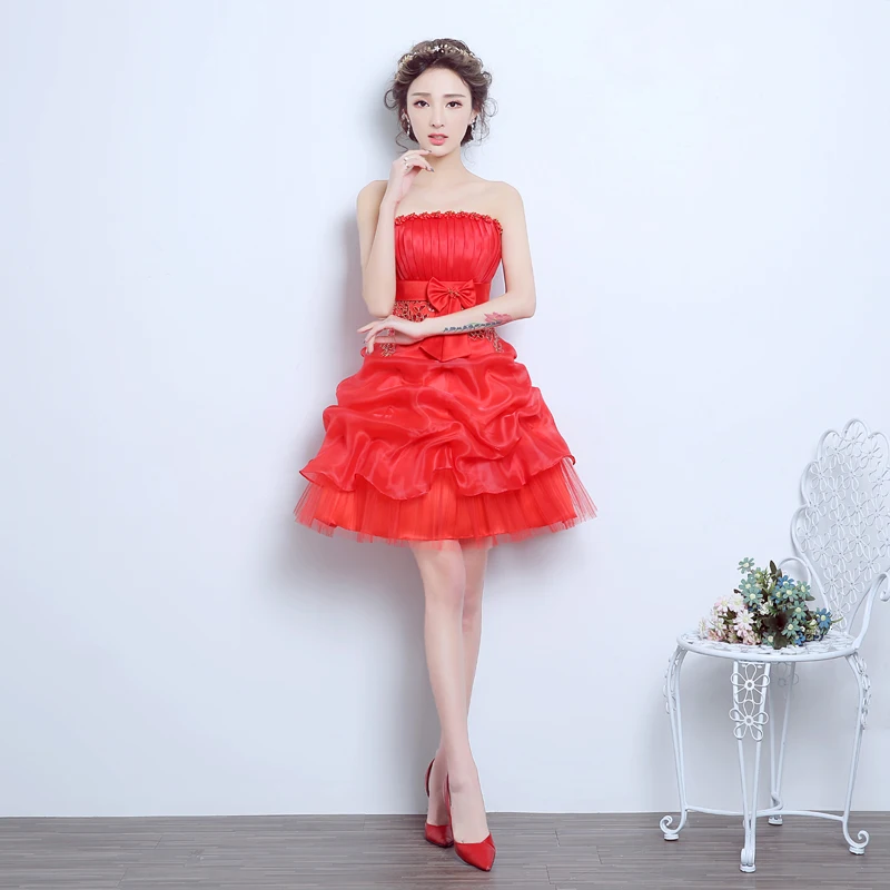 2016 New Short Evening Dresses Gorgeous Red Bow Strapless Bride Gown Princess Ball Prom Party Homecoming/Graduation Formal Dress
2016 New Short Evening Dresses Gorgeous Red Bow Strapless Bride Gown Princess Ball Prom Party Homecoming/Graduation Formal Dress