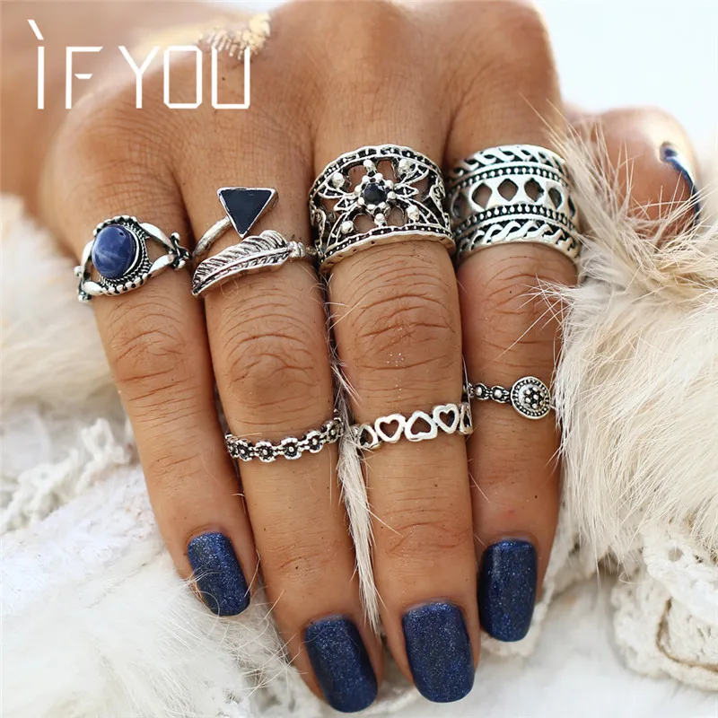 IF YOU Ethnic Geometric Triangle Knuckle Rings Set Vintage Hollow Out Flower Love Heart Natural Stone Finger Anillos Rings Gift
IF YOU Ethnic Geometric Triangle Knuckle Rings Set Vintage Hollow Out Flower Love Heart Natural Stone Finger Anillos Rings Gift