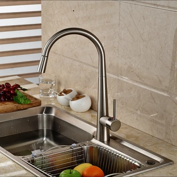 Modern Kitchen Faucet Nickel Brushed Pull Out Kitchen Faucet Sink Mixer Tap Single Handle Hole Deck Mounted Hot and Cold Water
Modern Kitchen Faucet Nickel Brushed Pull Out Kitchen Faucet Sink Mixer Tap Single Handle Hole Deck Mounted Hot and Cold Water