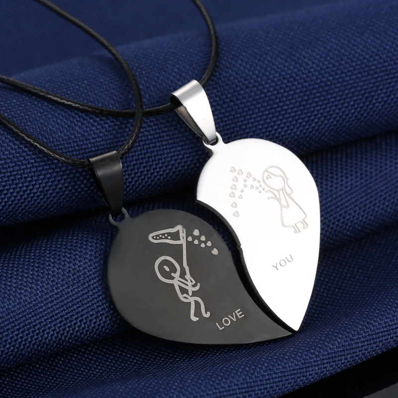 HOT Couples Jewelry Broken Heart Necklaces Black Couple Necklace Stainless Steel Engrave Love You Pendants Necklace
HOT Couples Jewelry Broken Heart Necklaces Black Couple Necklace Stainless Steel Engrave Love You Pendants Necklace