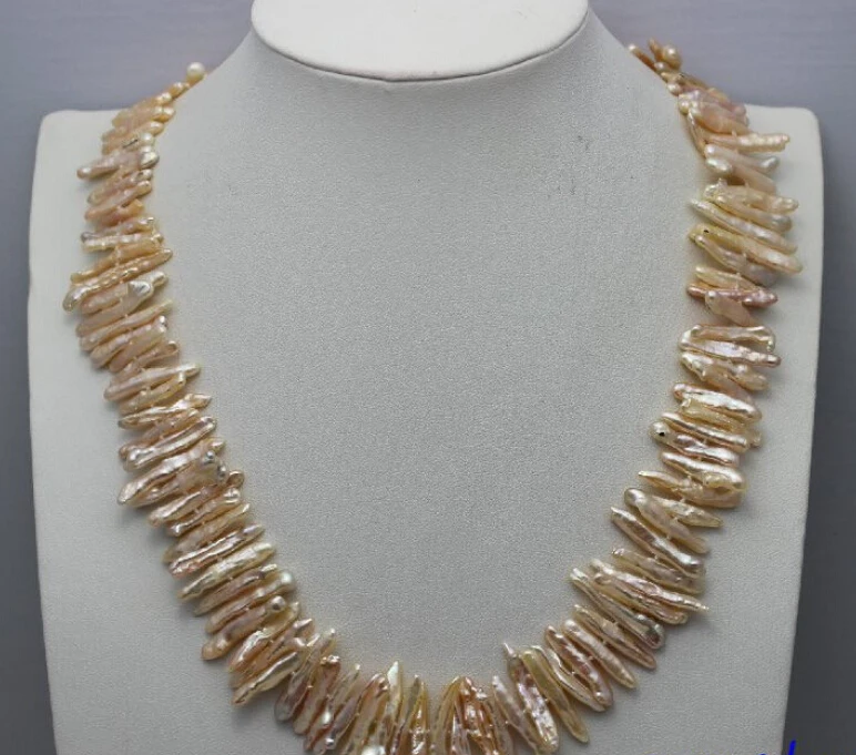 Miss charm Jew1804 Natural color pink Freshwater pearl necklace 4x23mm 18.5 INCH "Handmade" Alloy
Miss charm Jew1804 Natural color pink Freshwater pearl necklace 4x23mm 18.5 INCH "Handmade" Alloy