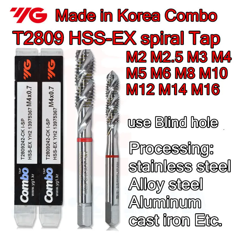 M1.6 M2 M2.5 M3 M4 M5 M6 M8 M10 M12 M14 M16 100% Made in Korea YG-1 T2809 Combo HSS-EX spiral Tap Free shipping
M1.6 M2 M2.5 M3 M4 M5 M6 M8 M10 M12 M14 M16 100% Made in Korea YG-1 T2809 Combo HSS-EX spiral Tap Free shipping