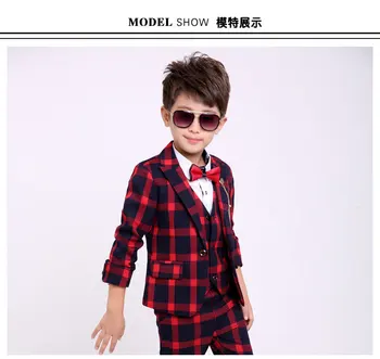 2018 formal Spring/summer boy Suits 4pcs Set Boy Plaid suit Jacket British Vest+coat+Pants+Tie suit Vestido Infantil clothing
2018 formal Spring/summer boy Suits 4pcs Set Boy Plaid suit Jacket British Vest+coat+Pants+Tie suit Vestido Infantil clothing