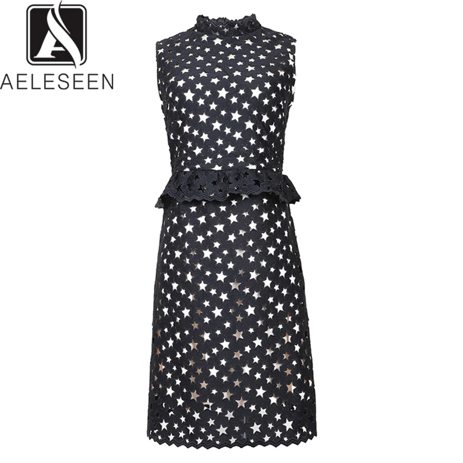 AELESEEN 2019 Summer High Street Style Mini Dresses Women Sexy Star Hollow Out Stand Collar Black White Two Options A-Line Dress
AELESEEN 2019 Summer High Street Style Mini Dresses Women Sexy Star Hollow Out Stand Collar Black White Two Options A-Line Dress