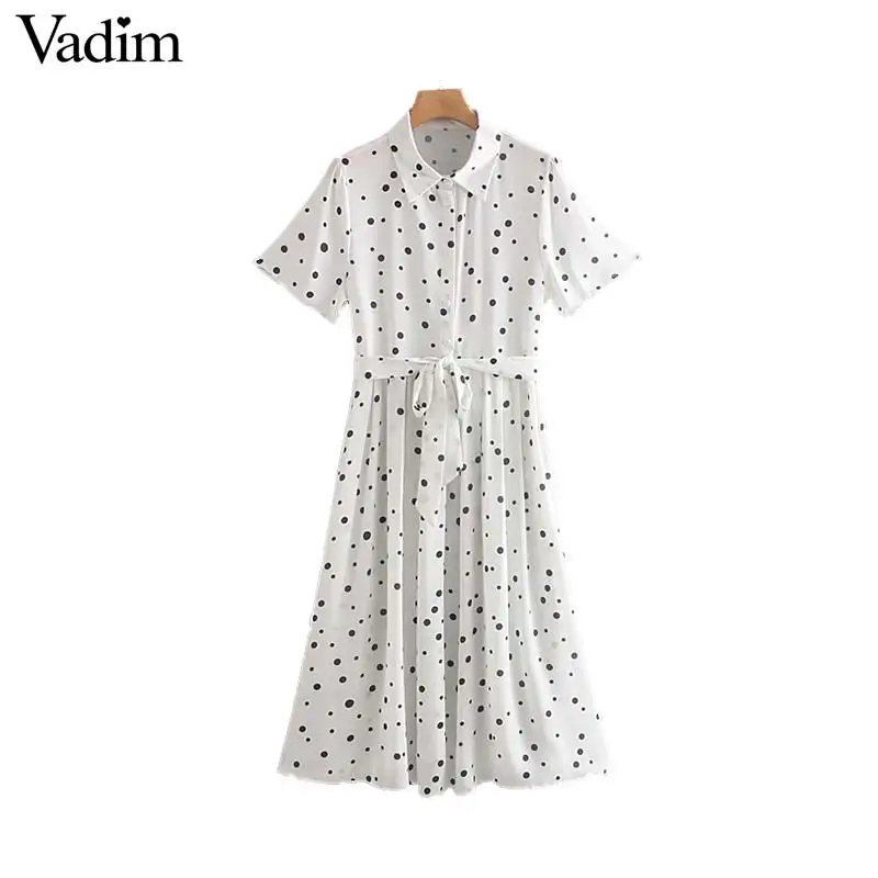 Vadim women vintage polka dots white midi dresses bow tie sashes female stylish mid calf dresses A line vestido QC501
Vadim women vintage polka dots white midi dresses bow tie sashes female stylish mid calf dresses A line vestido QC501