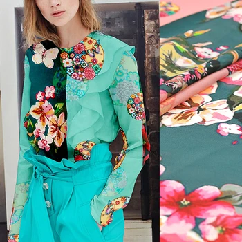 137CM 13MM Floral and Butterfly Print Thin Green Pink Silk Crepe De Chine Fabric for Summer Dress Blouse Skirt Shirt Scarf J041
137CM 13MM Floral and Butterfly Print Thin Green Pink Silk Crepe De Chine Fabric for Summer Dress Blouse Skirt Shirt Scarf J041