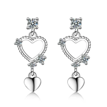 New Fashion Jewelry Lovely 925 Sterling Silver Heart Shaped Tassel Earrings For Women Girl Gift CZ Zircon Earrings oorbellen
New Fashion Jewelry Lovely 925 Sterling Silver Heart Shaped Tassel Earrings For Women Girl Gift CZ Zircon Earrings oorbellen