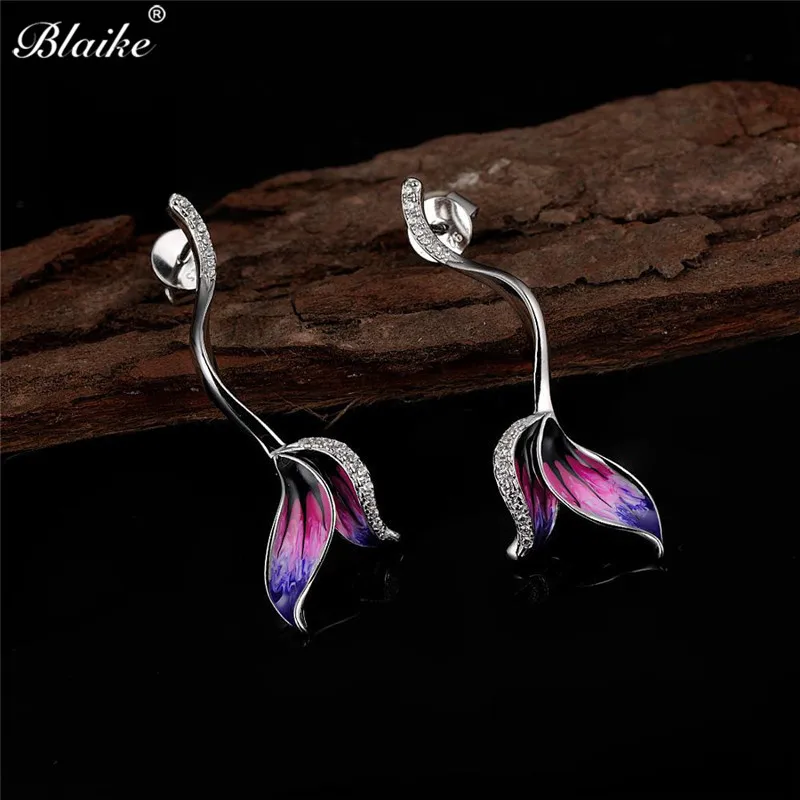 Blaike Creative 925 Sterling Silver Color Flower Stud Earrings For Women Drip Flower Zircon Long Earrings Wedding Party Jewelry
Blaike Creative 925 Sterling Silver Color Flower Stud Earrings For Women Drip Flower Zircon Long Earrings Wedding Party Jewelry