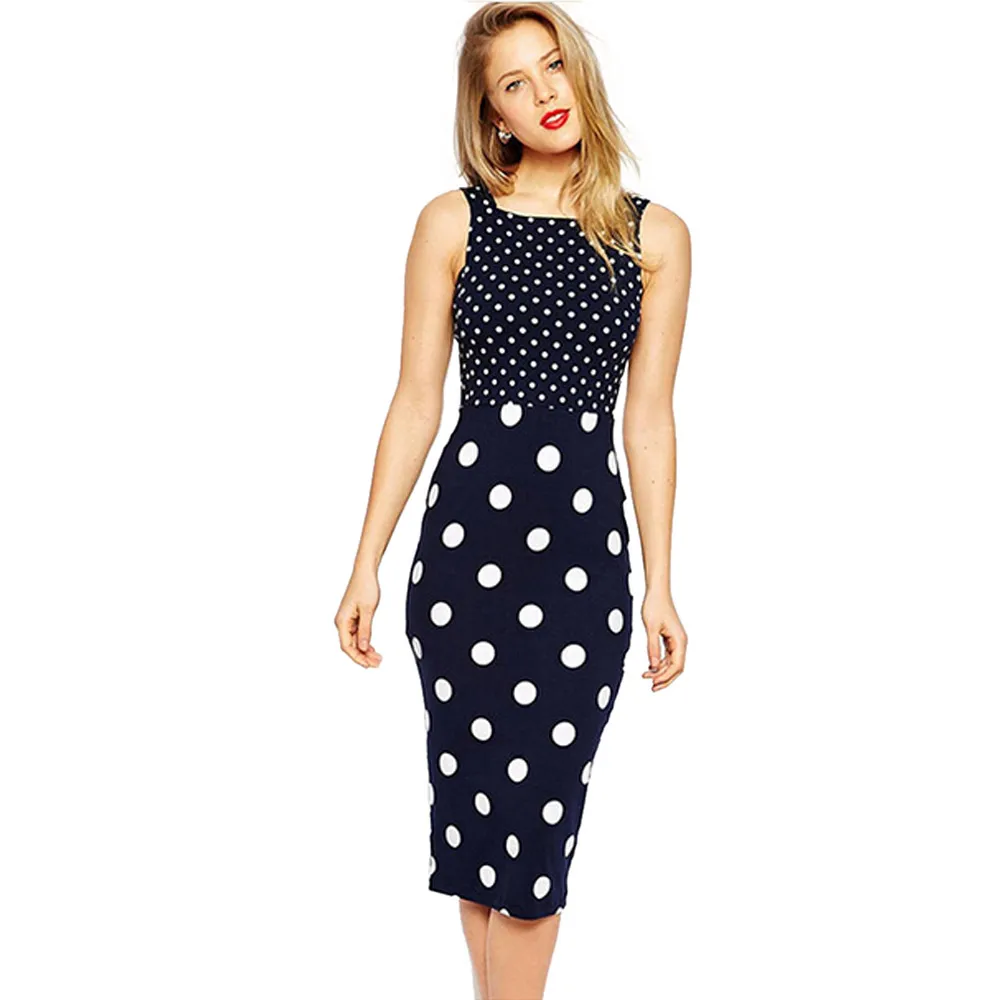 ladies navy polka dot dress