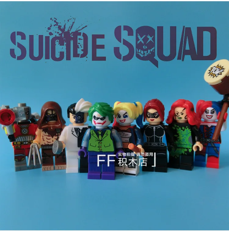 8pcs Suicide Squad Deadshot Poison Ivy Joker Harley Quinn Two Face Scarecrow Figure Compatible With Lego Block
8pcs Suicide Squad Deadshot Poison Ivy Joker Harley Quinn Two Face Scarecrow Figure Compatible With Lego Block