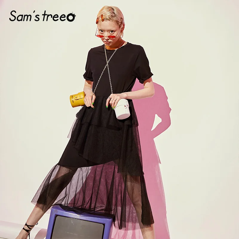 Samstree Black Mesh Patchwork Women Party Dress Fashion Elegant O-Neck A-Line Female Holiday Dresses 2019 Summer Sweet Clothing
Samstree Black Mesh Patchwork Women Party Dress Fashion Elegant O-Neck A-Line Female Holiday Dresses 2019 Summer Sweet Clothing