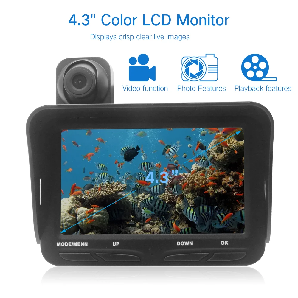 BORUiT 4.3" LCD Monitor Dual Lens Fish Camera 6PCS LED IR Night Vision Fish Finder Underwater 20M Infrared Fish Video Finder
BORUiT 4.3" LCD Monitor Dual Lens Fish Camera 6PCS LED IR Night Vision Fish Finder Underwater 20M Infrared Fish Video Finder