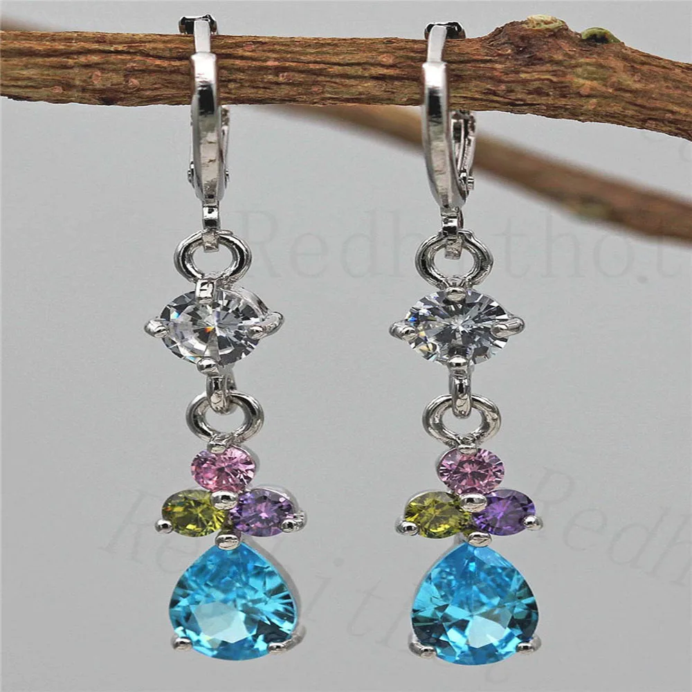 Luxury Dangle Earrings for Women's earrings White Gold Color Earring With Waterdrop Blue Zircon Teardrop Party Wedding Jewelry
Luxury Dangle Earrings for Women's earrings White Gold Color Earring With Waterdrop Blue Zircon Teardrop Party Wedding Jewelry