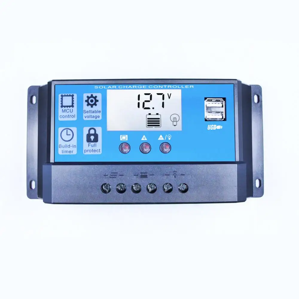 Solar controller 12V/24V LCD display 10A20A30A40A USB mobile phone charging CM20K-30A
Solar controller 12V/24V LCD display 10A20A30A40A USB mobile phone charging CM20K-30A