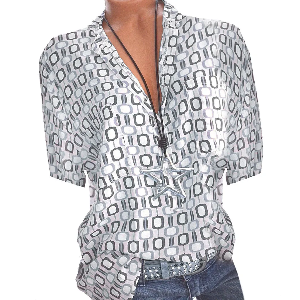 Women Plus Size Loose Print V-neck Fashion Sexy Short Sleeve Blouse Pullover Tops Shirt Geometric Pattern Type Hot May 21
Women Plus Size Loose Print V-neck Fashion Sexy Short Sleeve Blouse Pullover Tops Shirt Geometric Pattern Type Hot May 21