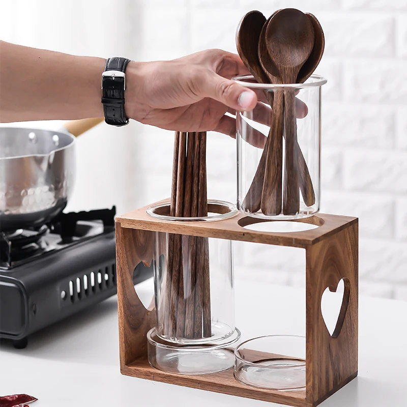 Nordic style Japanese-style Wooden Kitchen tableware storage Creative glass Chopsticks tube Drain Storage Box Wooden frame
Nordic style Japanese-style Wooden Kitchen tableware storage Creative glass Chopsticks tube Drain Storage Box Wooden frame
