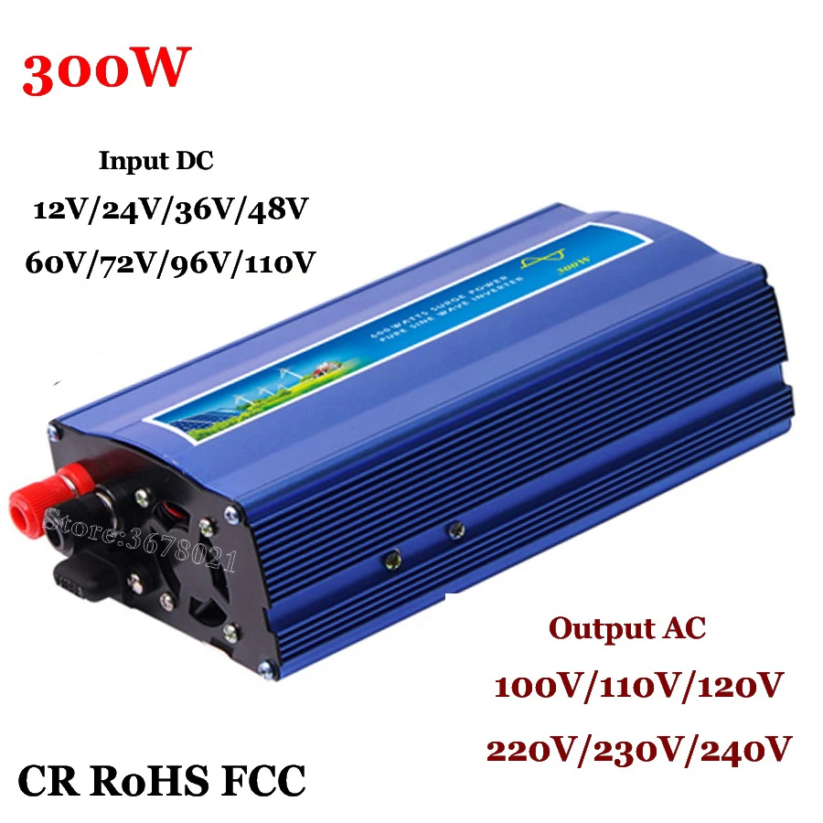 300W Off Grid Inverter 12V24V/36V/48V to AC 100/110/120/220/230/240V with 600W Surge Power,300W Pure Sine Wave Power Inverter
300W Off Grid Inverter 12V24V/36V/48V to AC 100/110/120/220/230/240V with 600W Surge Power,300W Pure Sine Wave Power Inverter