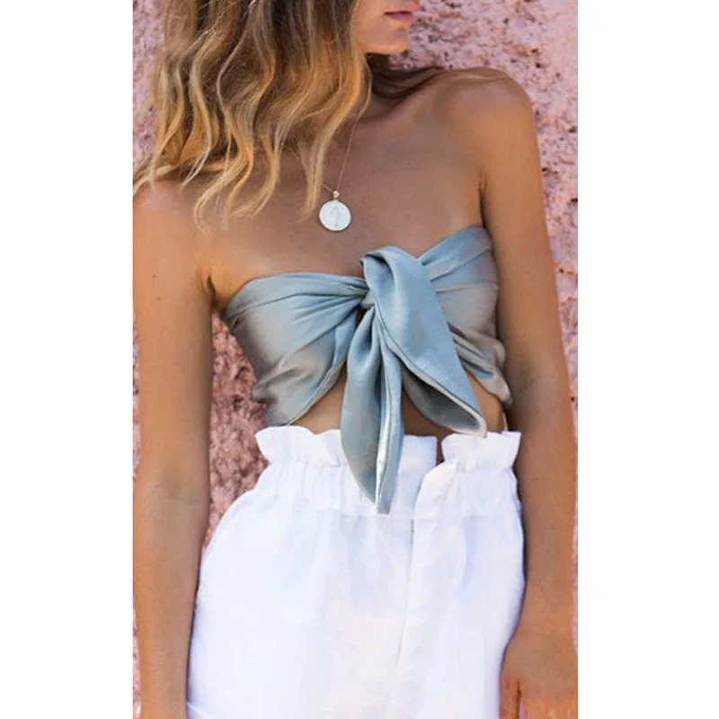 Women Ladies Off Shoulder Tube Tops Sleeveless Backless Crop Top Summer Beach Solid Knot Wrap Mujer Bustier Strapless Tops
Women Ladies Off Shoulder Tube Tops Sleeveless Backless Crop Top Summer Beach Solid Knot Wrap Mujer Bustier Strapless Tops