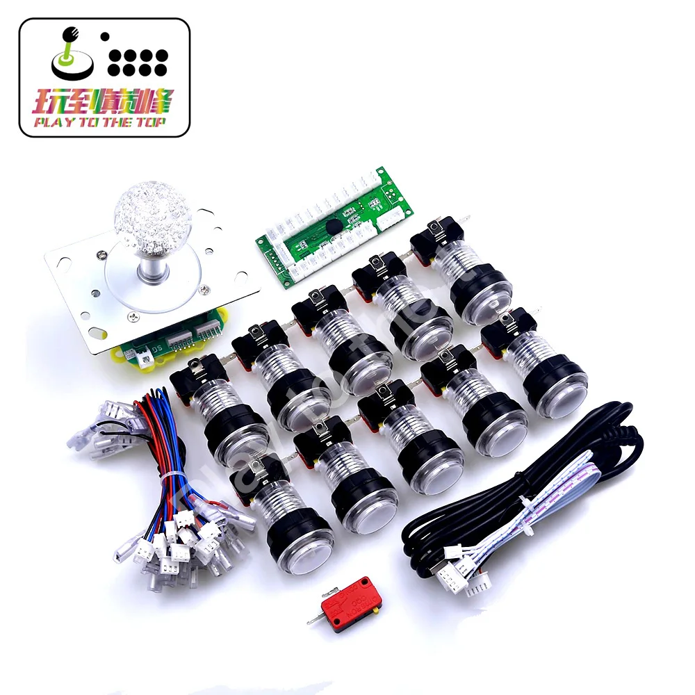 DIY White Ball Top Handle Arcade Set Kits 2/4/8 Way Classic LED Joystick 10 x Light Push Buttons USB Cable Encoder Board
DIY White Ball Top Handle Arcade Set Kits 2/4/8 Way Classic LED Joystick 10 x Light Push Buttons USB Cable Encoder Board