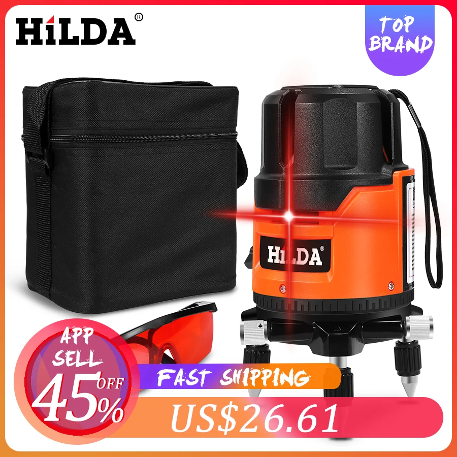 HILDA Laser Level 5 Laser Lines 6 Points 360 Degrees Rotary 635nm Outdoor Mode - Receiver And Tilt Slash Available Auto Line
HILDA Laser Level 5 Laser Lines 6 Points 360 Degrees Rotary 635nm Outdoor Mode - Receiver And Tilt Slash Available Auto Line