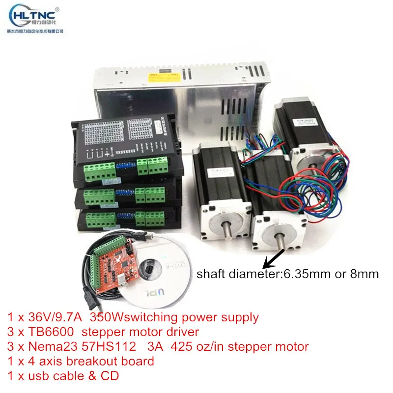 RUS Ship CNC Router 3 4 Axis kit 3A 3N.M Nema 23 425 Oz-in Stepper motor TB6600 driver+350W power supply MACH3 Controller card
RUS Ship CNC Router 3 4 Axis kit 3A 3N.M Nema 23 425 Oz-in Stepper motor TB6600 driver+350W power supply MACH3 Controller card