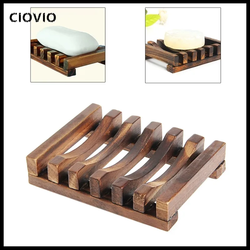 Soap Holder Dish Bathroom Shower Storage Support Plate Stand Wood Box Natural Soap Dishes