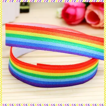 DHK 5/8'' 5yards Fold Elastic FOE rainbow printed headband headwear hair band diy decoration OEM Wholesale C416
DHK 5/8'' 5yards Fold Elastic FOE rainbow printed headband headwear hair band diy decoration OEM Wholesale C416