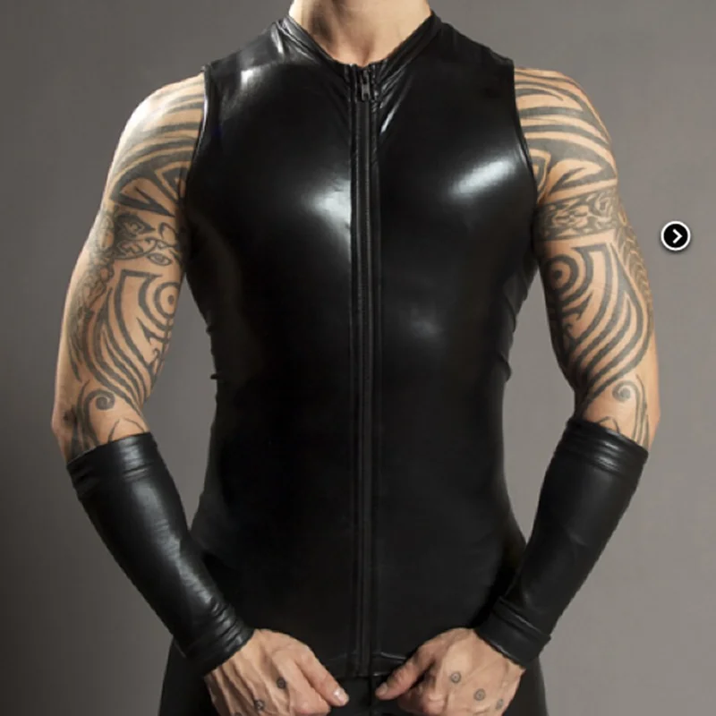 Sexy Men's Black Zipper Faux Leather Sleeveless PU Undershirt Tank Top Vest Waistcoat Underwear Gay Male Undershirt
Sexy Men's Black Zipper Faux Leather Sleeveless PU Undershirt Tank Top Vest Waistcoat Underwear Gay Male Undershirt
