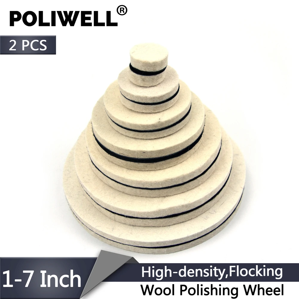 POLIWELL 2PCS 1/2/3/5/6/7 Inch Flocking Wool Felt Polishing Wheel Grinding Sanding Disc High-density Hook&Loop Polishing Pads
POLIWELL 2PCS 1/2/3/5/6/7 Inch Flocking Wool Felt Polishing Wheel Grinding Sanding Disc High-density Hook&Loop Polishing Pads