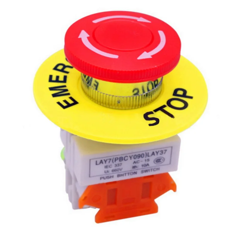 1PC Emergency Stop Push Button Switch Red Mushroom Cap 1NO 1NC DPST AC 660V 10A Push Button Switch With Yellow Warning Ring
1PC Emergency Stop Push Button Switch Red Mushroom Cap 1NO 1NC DPST AC 660V 10A Push Button Switch With Yellow Warning Ring