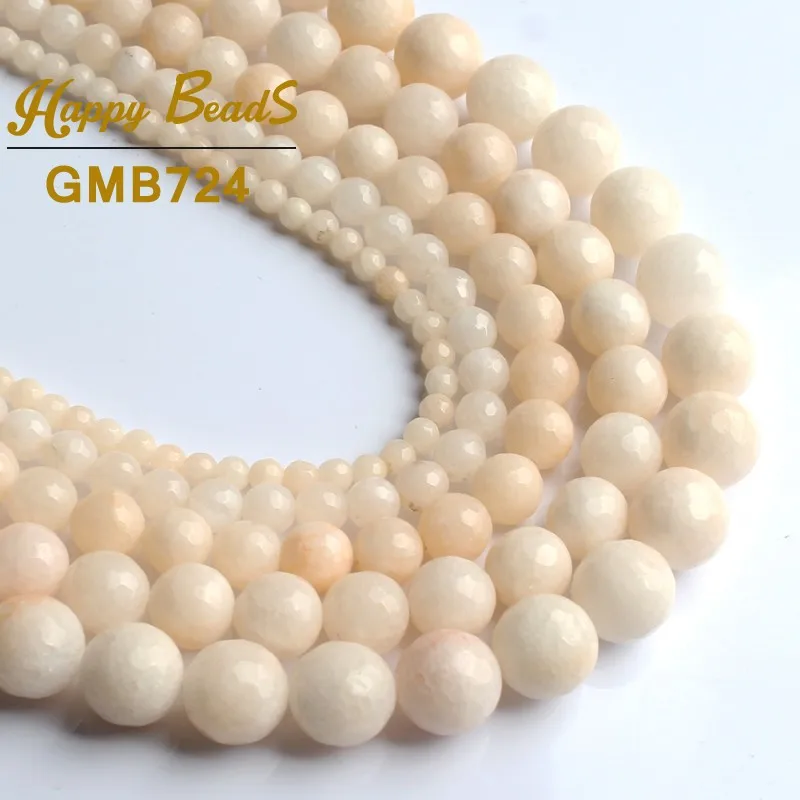 Faceted White Stone Beads Chalcedony Round Loose Spacer For Jewelry Making DIY Bracelet Necklace 15''Inch 4/6/8/10/12 mm | Украшения