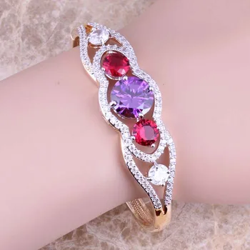 Distinctive Multicolor Multigem Purple Cubic Zirconia Yellow Plated Bangles Cuff Bracelet P658
Distinctive Multicolor Multigem Purple Cubic Zirconia Yellow Plated Bangles Cuff Bracelet P658