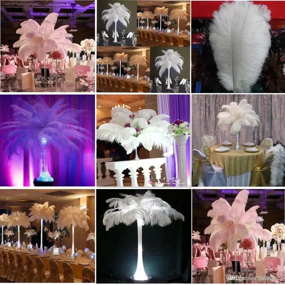 10-12 inch White Ostrich Feather Plume Craft Supplies Wedding Party Table Centerpieces Decoration