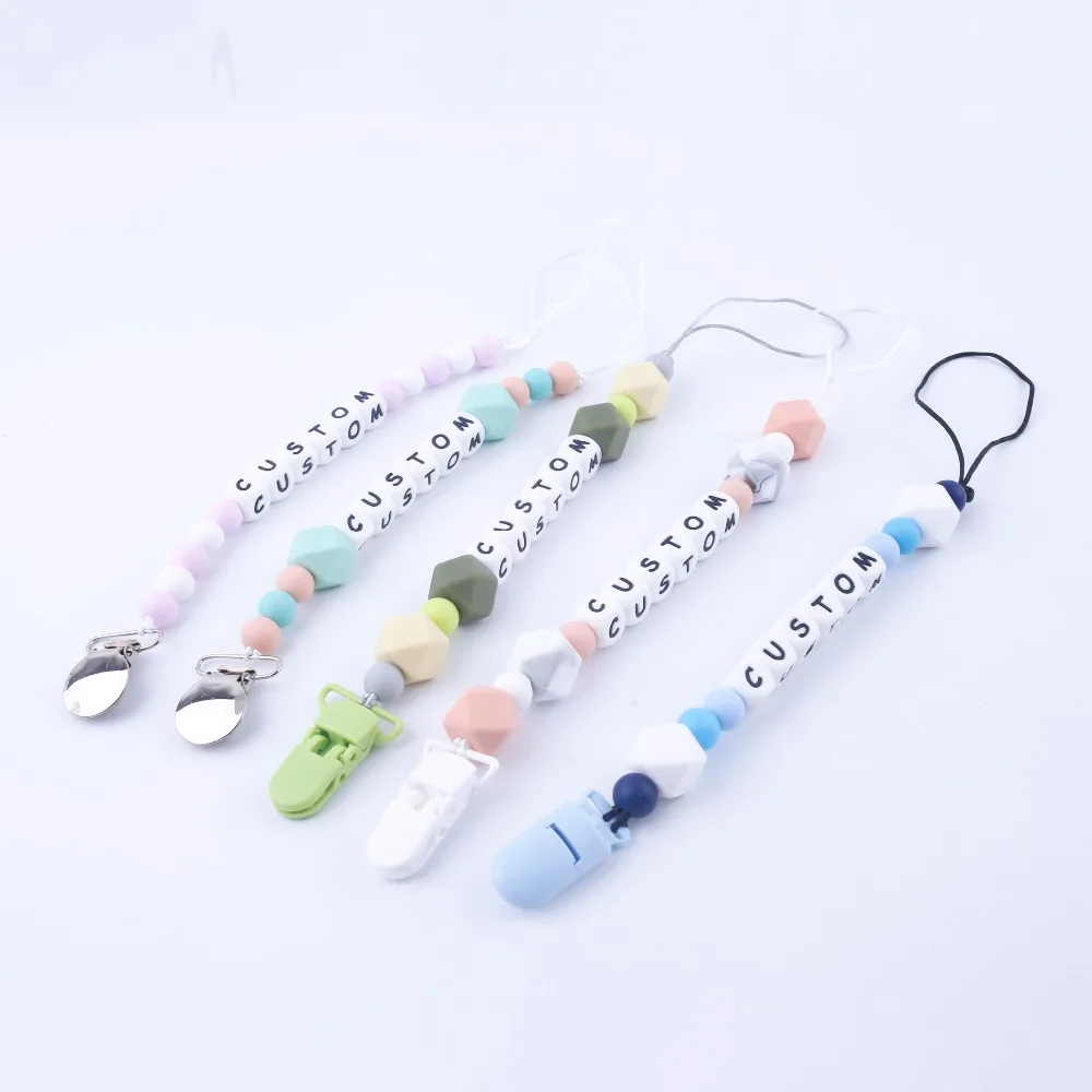 1pc Baby Teethers Pacifier Chains Silicone Beads Food Grade Silicone Teether Custom Baby Name Pacifier Clip Teething Accessories
1pc Baby Teethers Pacifier Chains Silicone Beads Food Grade Silicone Teether Custom Baby Name Pacifier Clip Teething Accessories