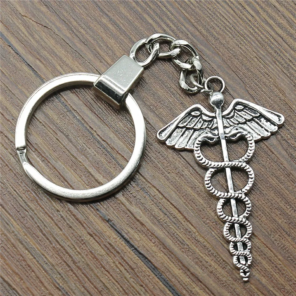 Keyring 49x30mm Caduceus Medical Symbol Antique Silver Color Men Jewelry Car Key Chain Ring Holder Souvenir Gift
Keyring 49x30mm Caduceus Medical Symbol Antique Silver Color Men Jewelry Car Key Chain Ring Holder Souvenir Gift