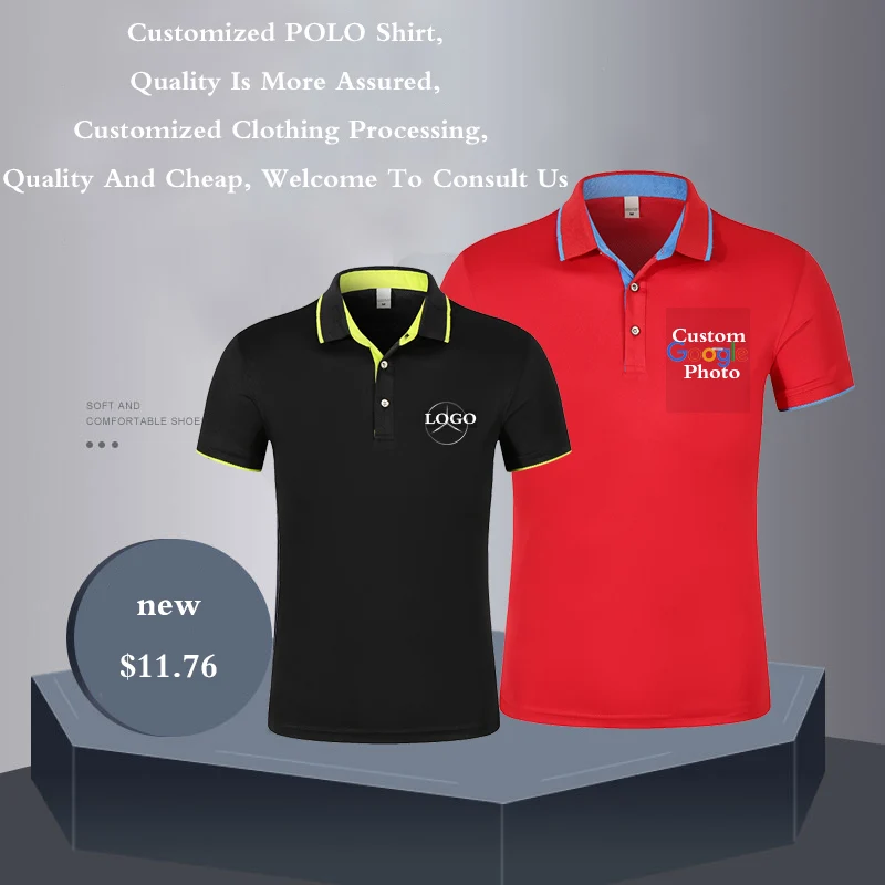 

Polo Shirt Men and Women Unisex Cotton Short Sleeve Advertising Tops Custom Print Picture Logo For Family Group Casual Polos