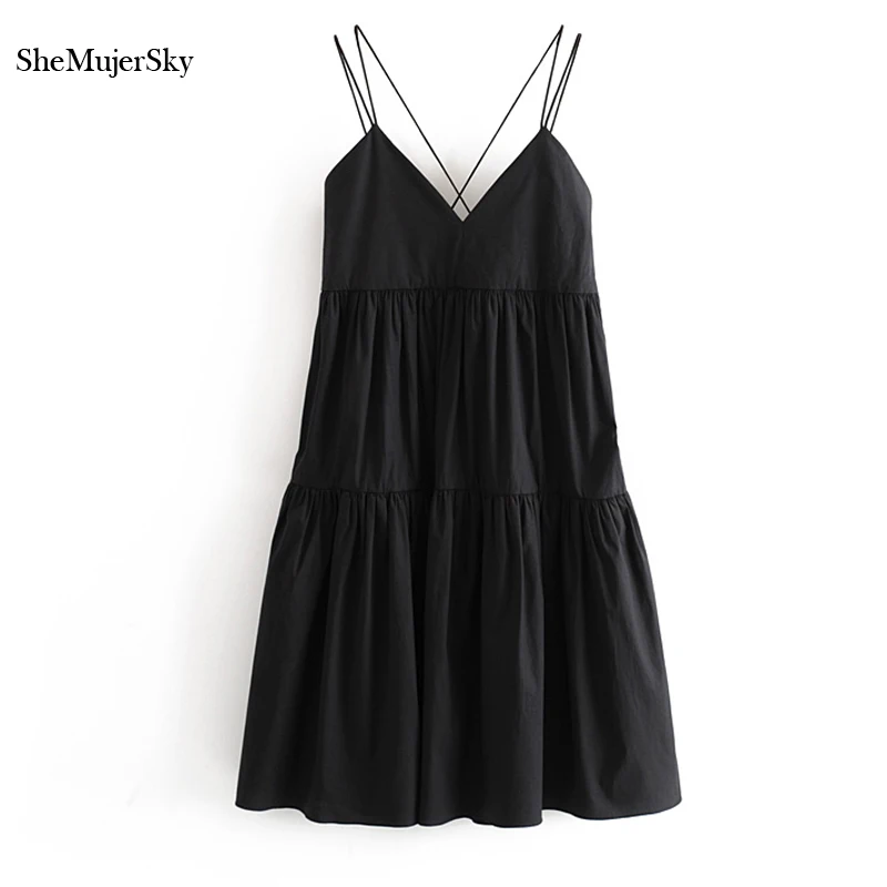 SheMujerSky Sexy Black Strappy Cotton Dress Deep V-neck A-line Dress 2019 Spliced Backless Women Dresses Bodycon
SheMujerSky Sexy Black Strappy Cotton Dress Deep V-neck A-line Dress 2019 Spliced Backless Women Dresses Bodycon