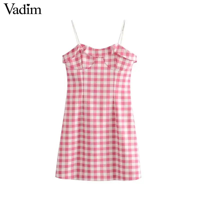 Vadim women sweet ruffles V neck mini dress sleeveless side zipper adjustable straps female summer beach chic dresses QC477
Vadim women sweet ruffles V neck mini dress sleeveless side zipper adjustable straps female summer beach chic dresses QC477